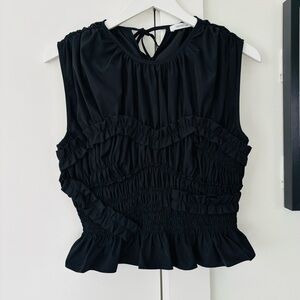 CECILIE BAHNSEN Uphi Sheer Ripstop Shirred Top size 2 in